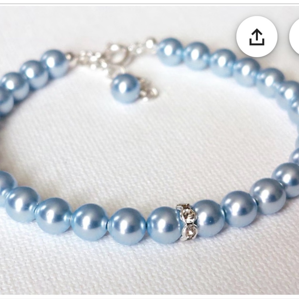 Blue pearl bracelet and earrings - Picture 9 of 16
